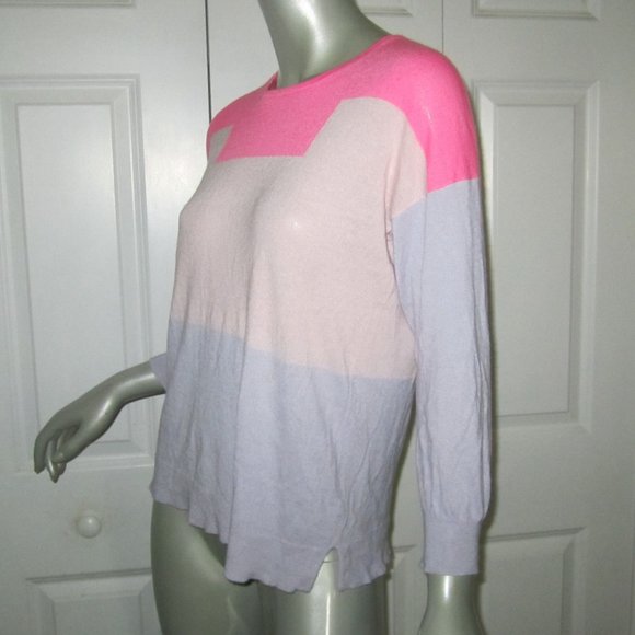 J. CREW Pink Italian Cashmere Colorblock Sweater - Picture 3 of 6